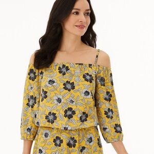 Apt. 9 Yellow and Black Floral Patterned Romper Jumpsuit Size Large